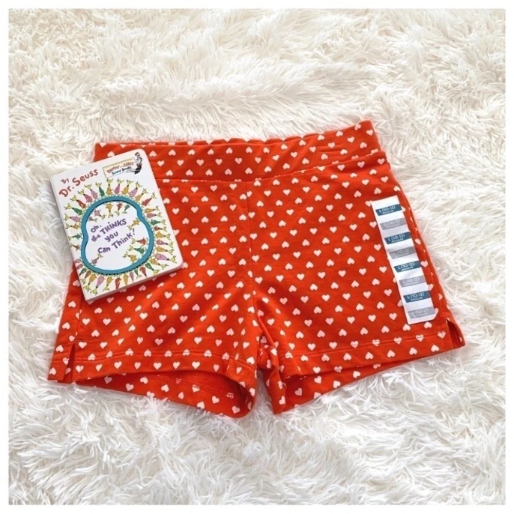 Old Navy Girls Red White Hearts Polka Dots Sailor Shorts New Tag Large 10/12